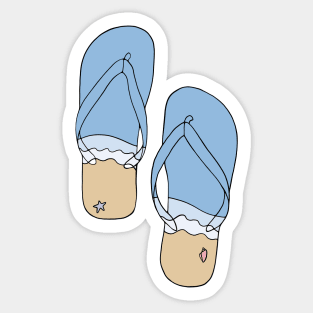 Beach Bum Ocean Waves Flip Flop Illustration Sticker